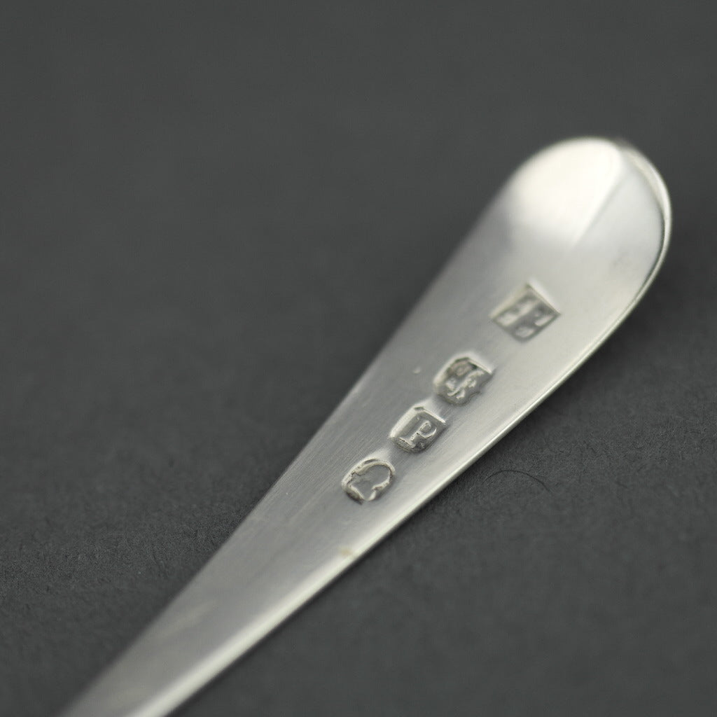 Antique 1810 sterling silver salt mustard spoon London Duty British Empire