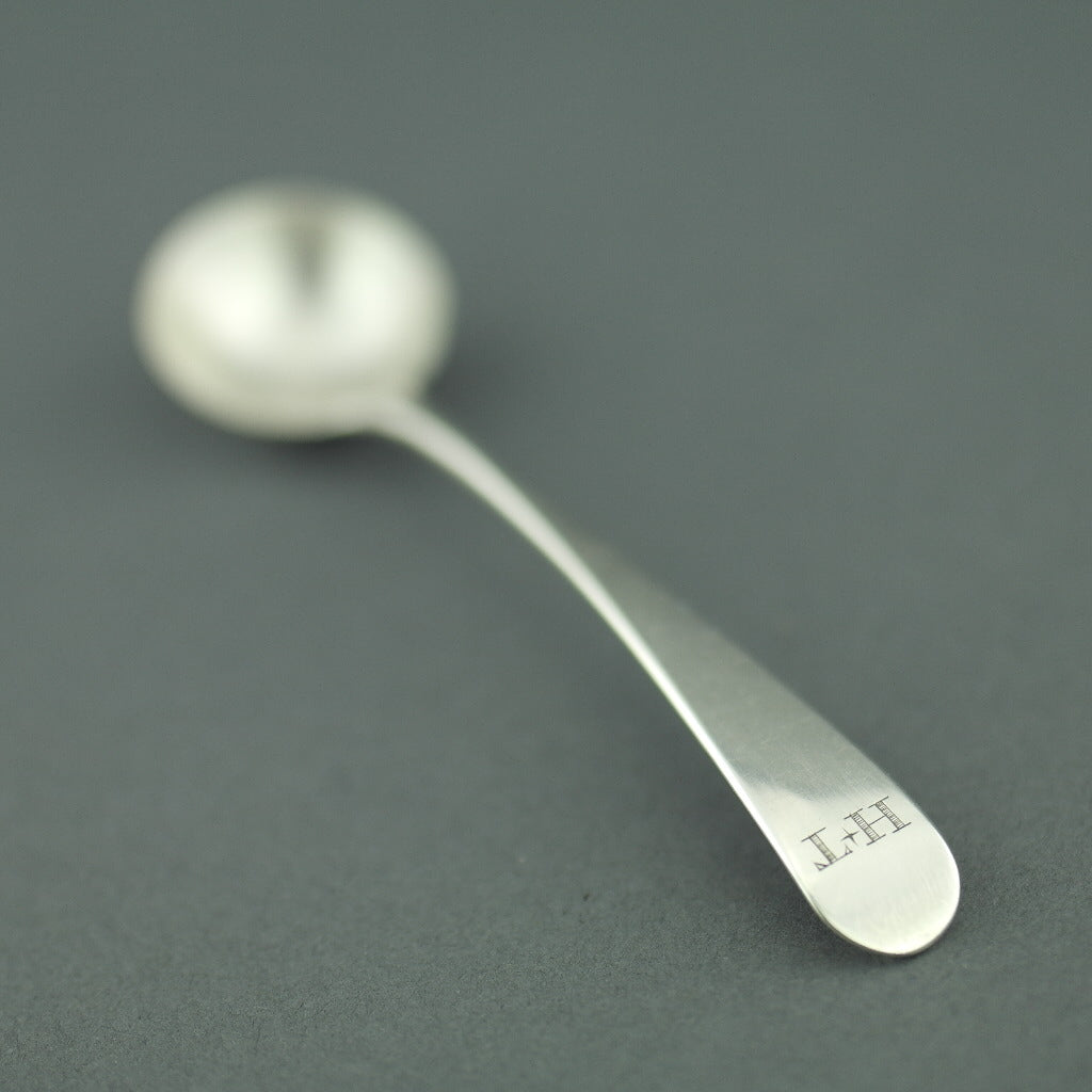 Antique 1810 sterling silver salt mustard spoon London Duty British Empire
