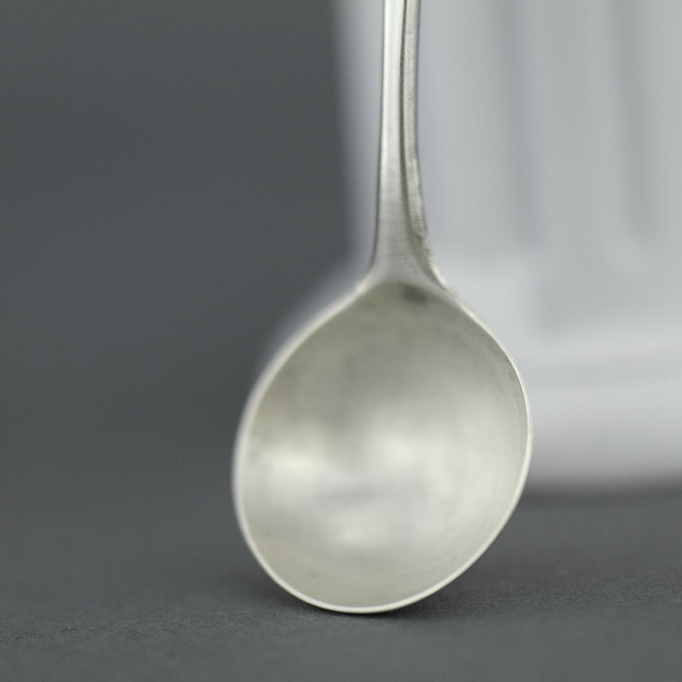 Antique 1810 sterling silver salt mustard spoon London Duty British Empire