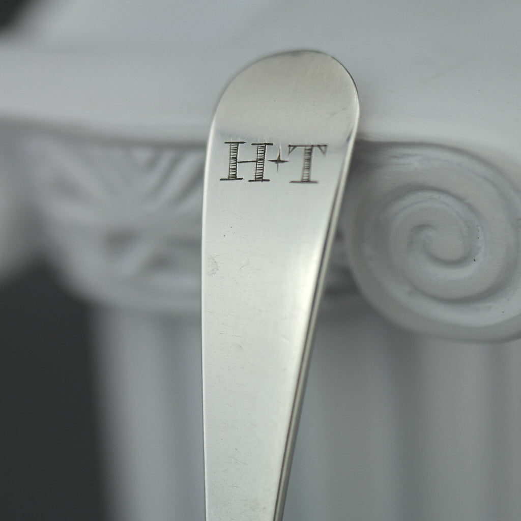 Antique 1810 sterling silver salt mustard spoon London Duty British Empire