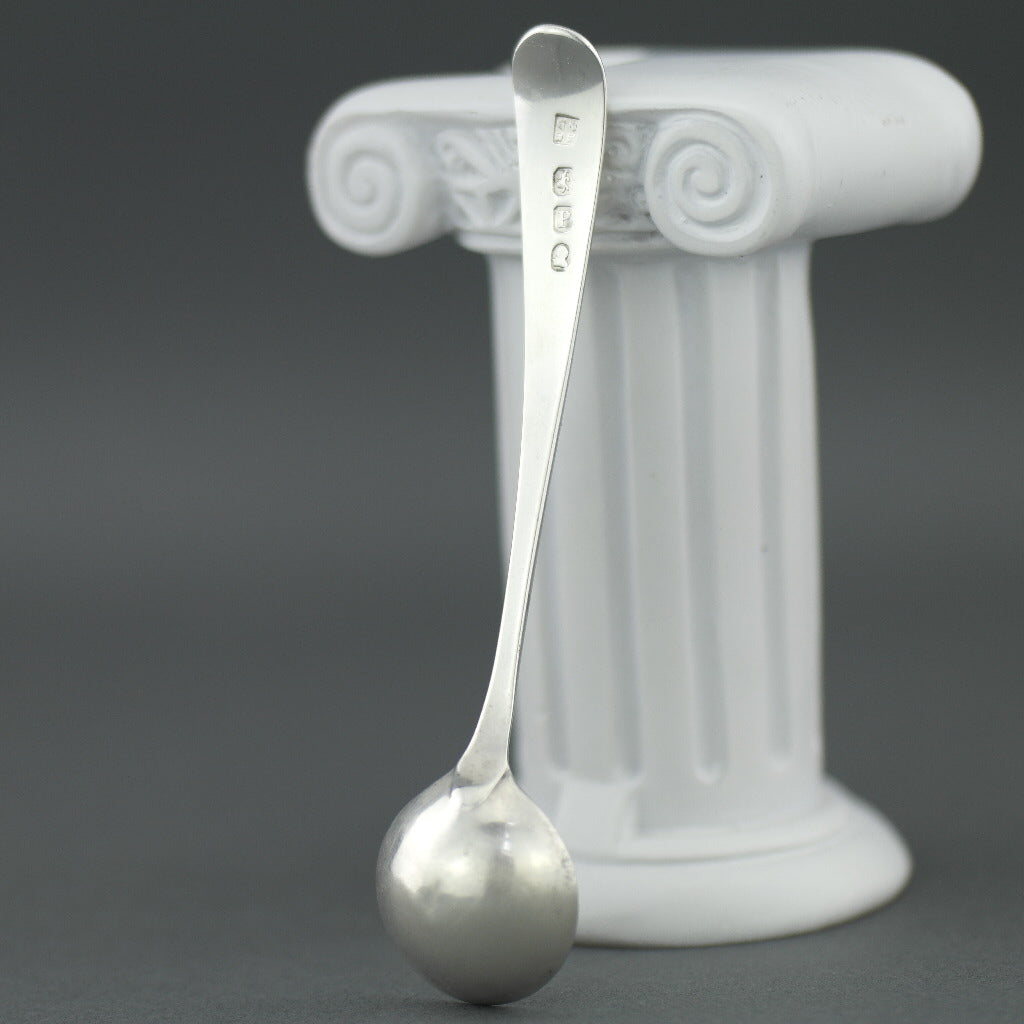 Antique 1810 sterling silver salt mustard spoon London Duty British Empire