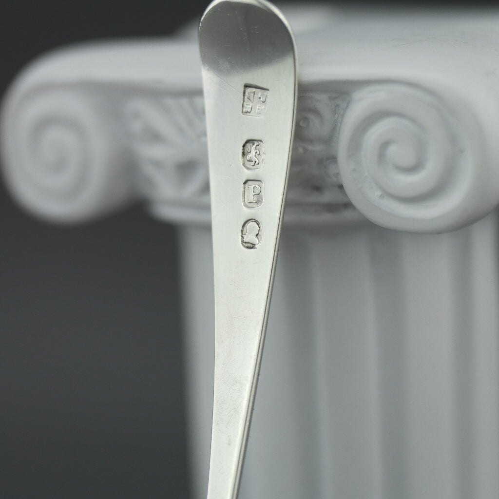 Antique 1810 sterling silver salt mustard spoon London Duty British Empire