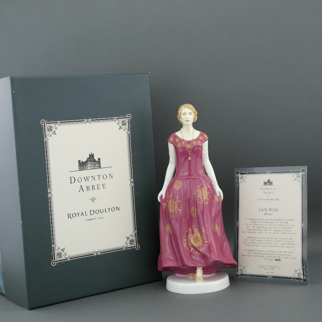 Downton Abbey Lady rosa figura de porcelana de hueso hecha a mano