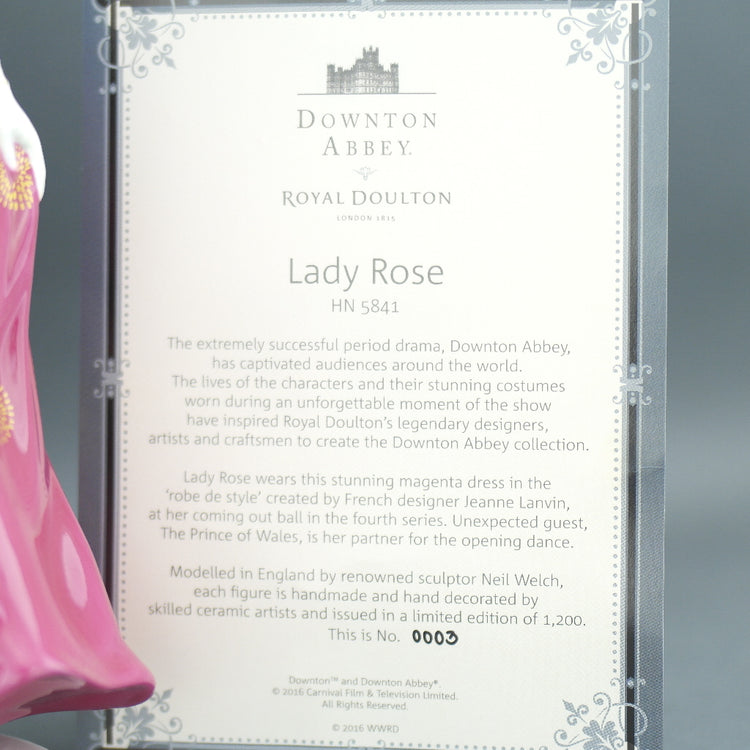 Downton Abbey Lady rosa figura de porcelana de hueso hecha a mano