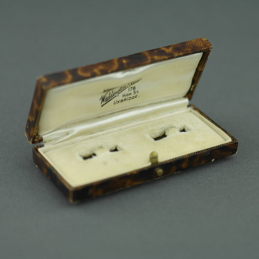 Antike Manschettenknopfbox des Britischen Empire Uxbridge Waddington and Son Jewelers