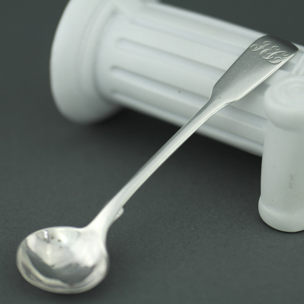 Antique 1826 sterling silver salt mustard spoon London JEC William Sumner I