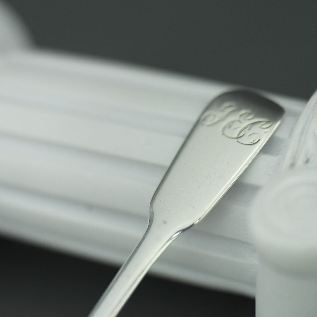 Antique 1826 sterling silver salt mustard spoon London JEC William Sumner I