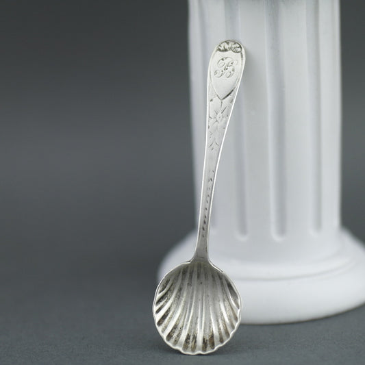Antique 1866 sterling silver spoon salt Birmingham Hilliard Thomason 19thC