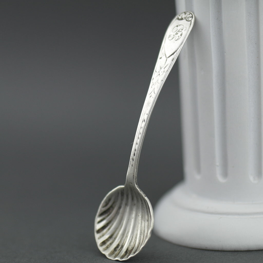 Antique 1866 sterling silver spoon salt Birmingham Hilliard Thomason 19thC