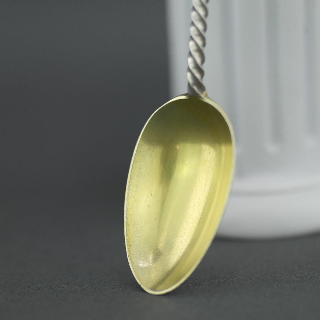 Antique 1880 sterling silver gold plated spoon with figurine by Frederick Elkington Birmingham