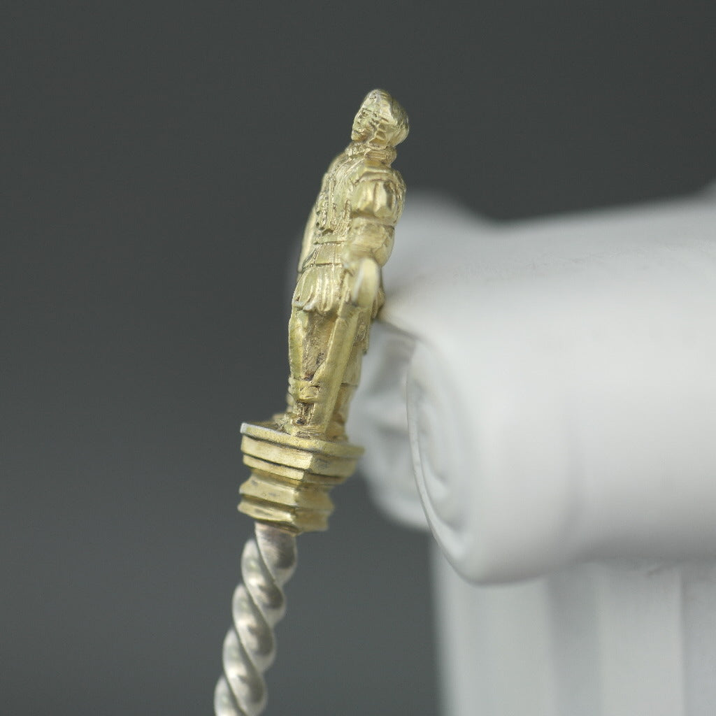Antique 1880 sterling silver gold plated spoon with figurine by Frederick Elkington Birmingham