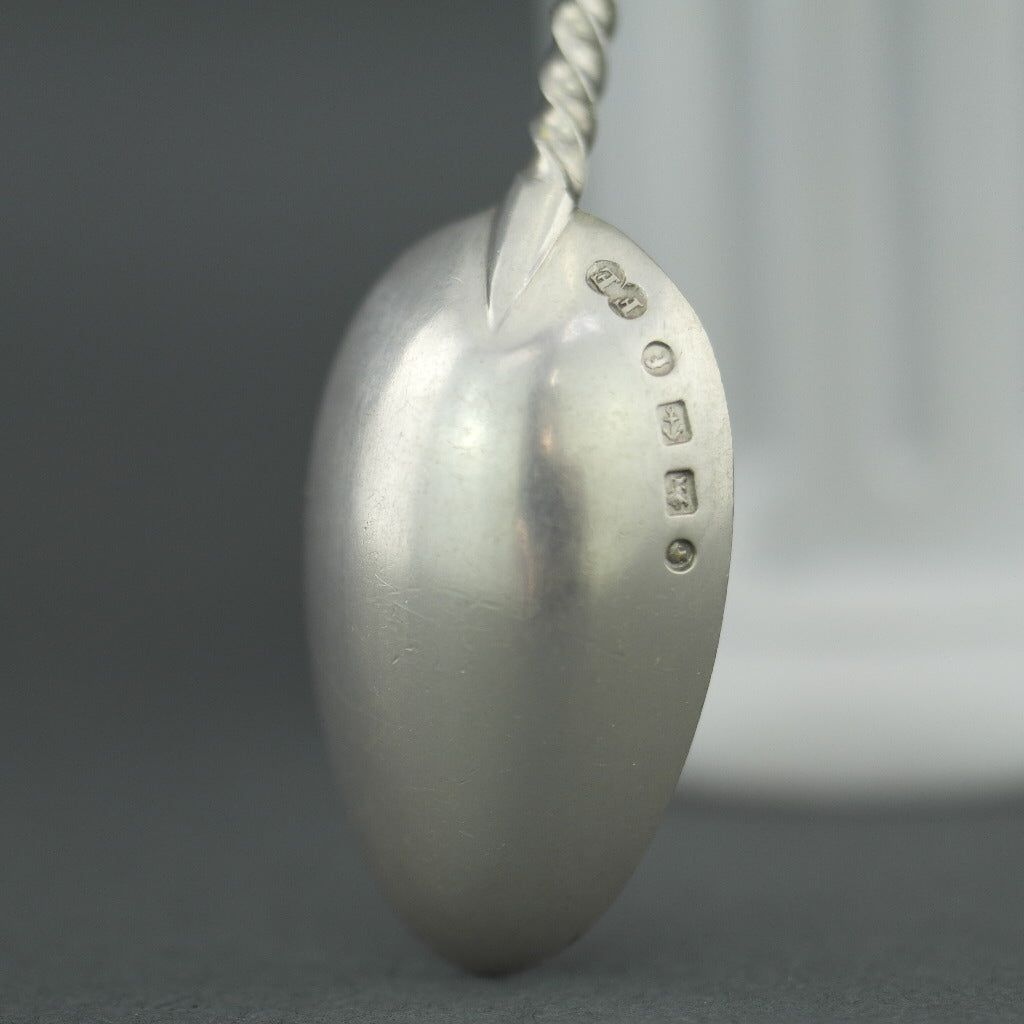 Antique 1880 sterling silver gold plated spoon with figurine by Frederick Elkington Birmingham