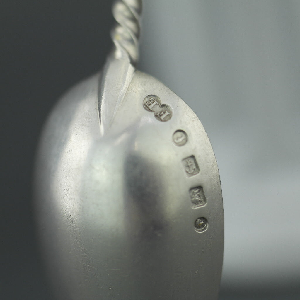 Antique 1880 sterling silver gold plated spoon with figurine by Frederick Elkington Birmingham