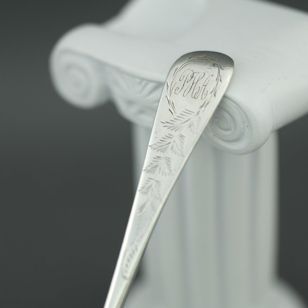 Cuchara antigua adornada de plata de ley de 1880 London Atkin Brothers