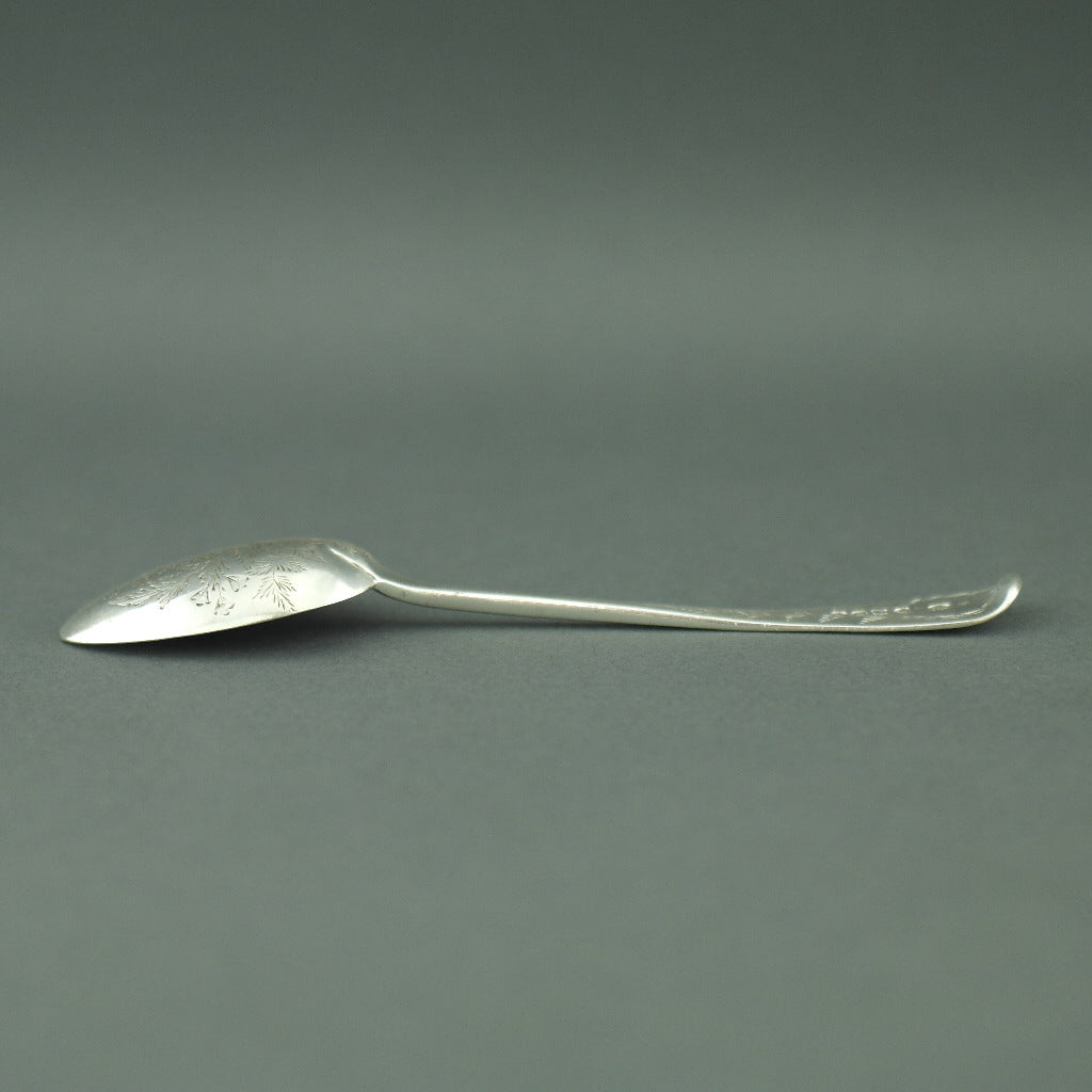 Cuchara antigua adornada de plata de ley de 1880 London Atkin Brothers