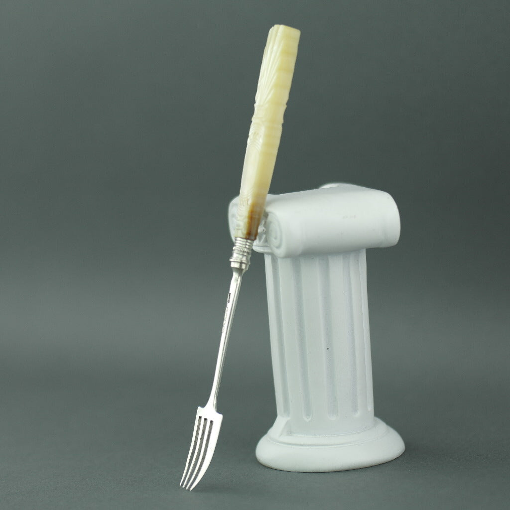 Antique 1838 sterling silver fork with Nacre MOP handle Birmingham