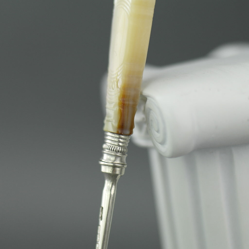 Antique 1838 sterling silver fork with Nacre MOP handle Birmingham