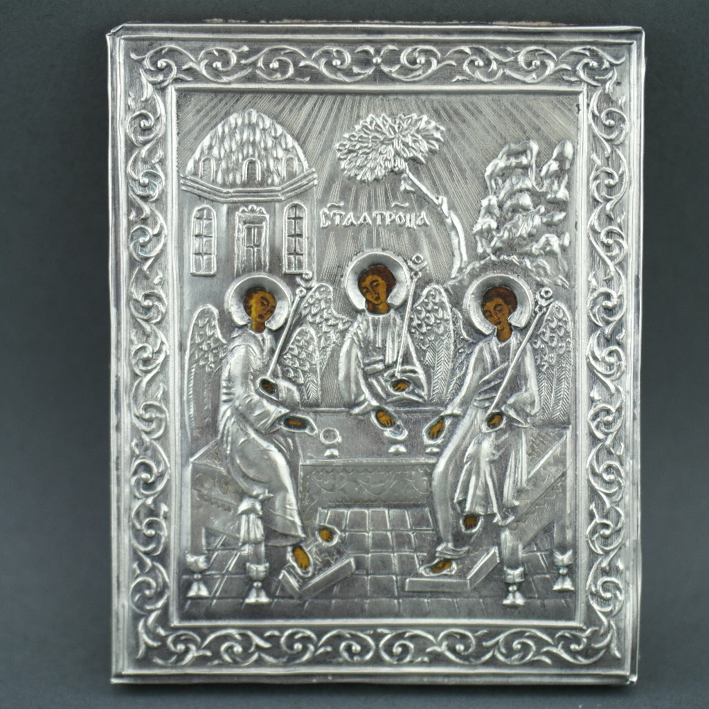 Orthodox icon Saint Trinity silver 84 Russian - Vintage Reproduction
