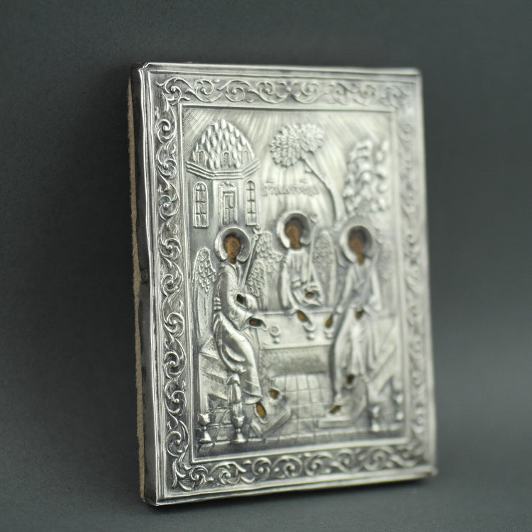 Orthodox icon Saint Trinity silver 84 Russian - Vintage Reproduction