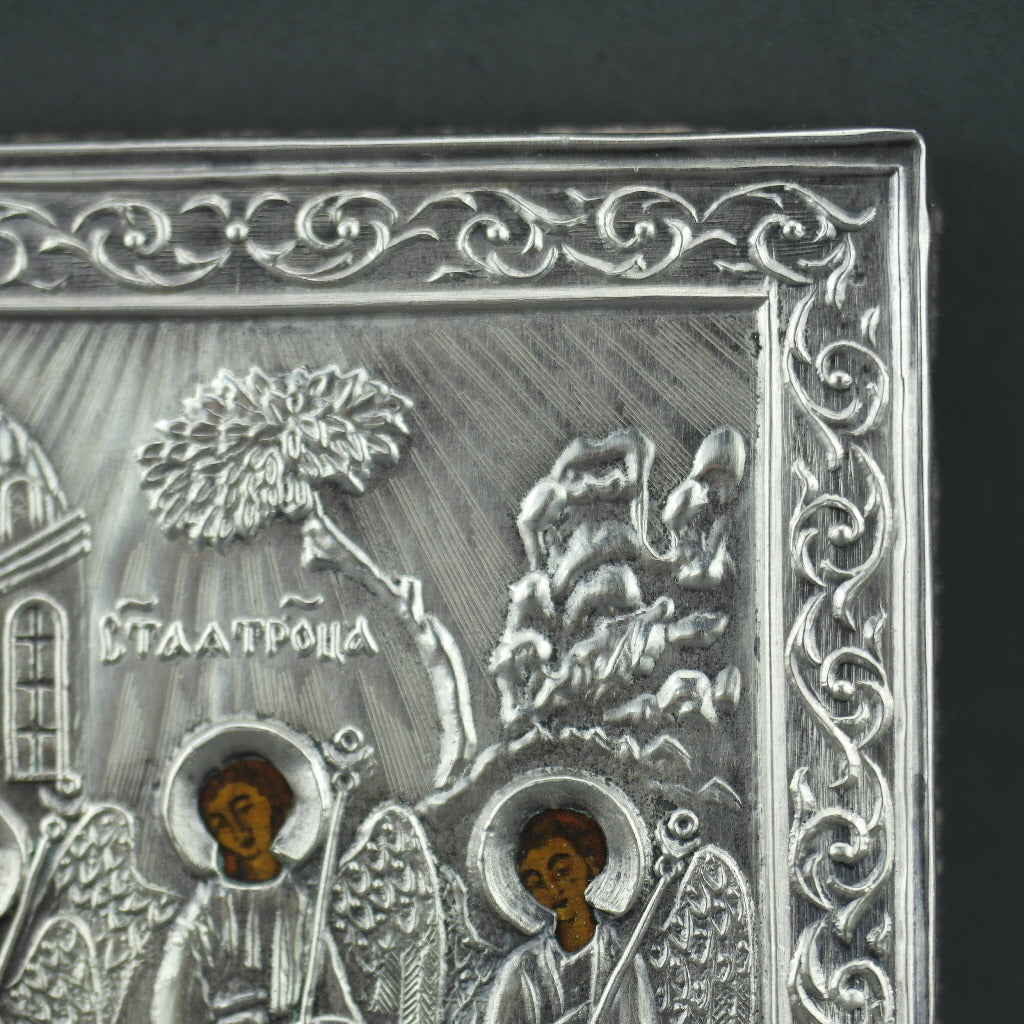 Orthodox icon Saint Trinity silver 84 Russian - Vintage Reproduction