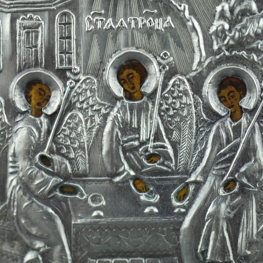 Orthodox icon Saint Trinity silver 84 Russian - Vintage Reproduction