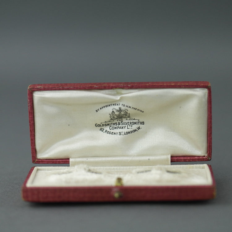 Antique red box for cufflinks British Empire London Goldsmiths and Silversmiths Company Ltd