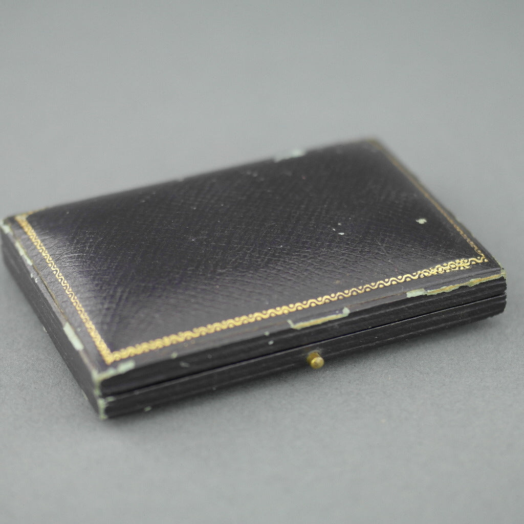 Caja antigua para juego de gemelos y tachuelas James Turner Goldsmith Cavendish Circus Buxton 