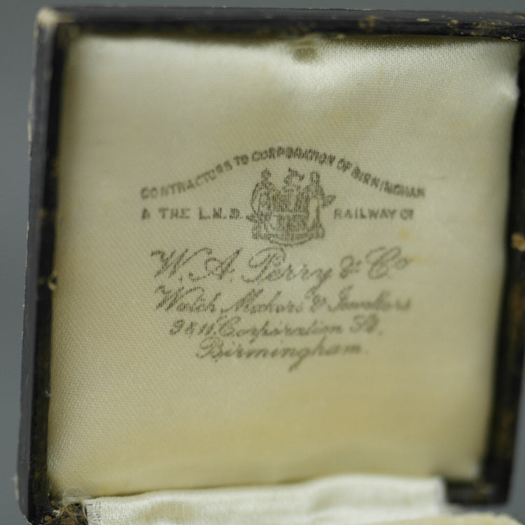 Antike Box für Brosche, Münze, Uhrenschmuck British Empire Birmingham WA Perry &amp; Co