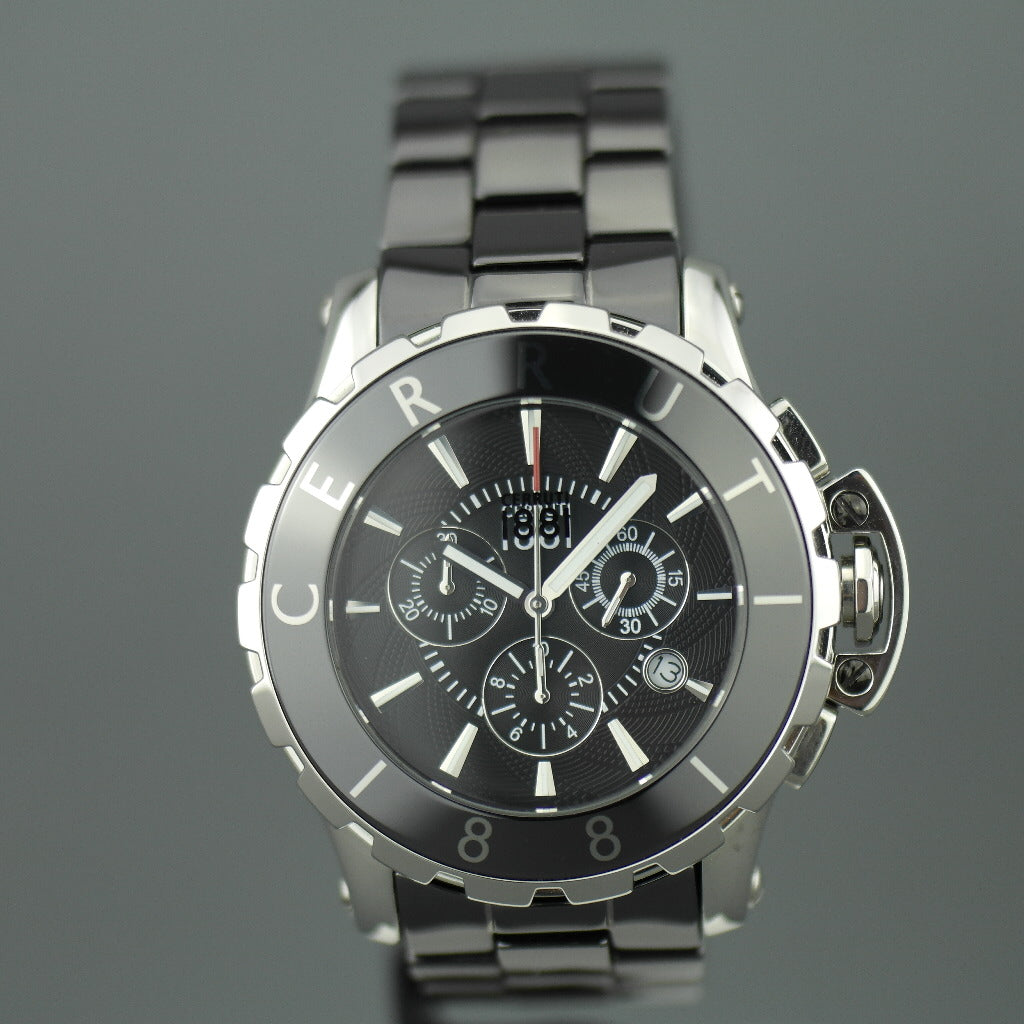 Cerruti 1881 Chronograph Armbanduhr aus schwarzer Keramik mit Armband