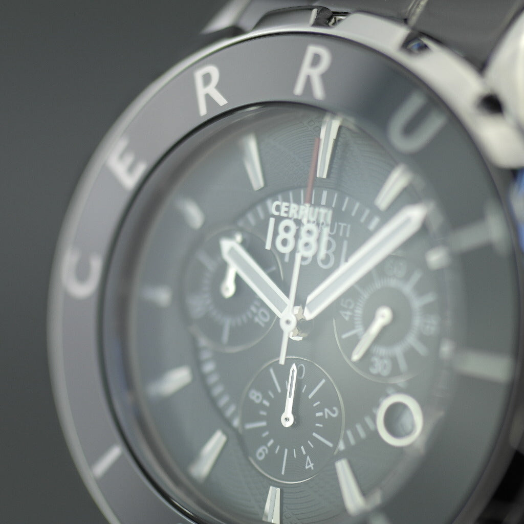 Cerruti 1881 Chronograph Armbanduhr aus schwarzer Keramik mit Armband