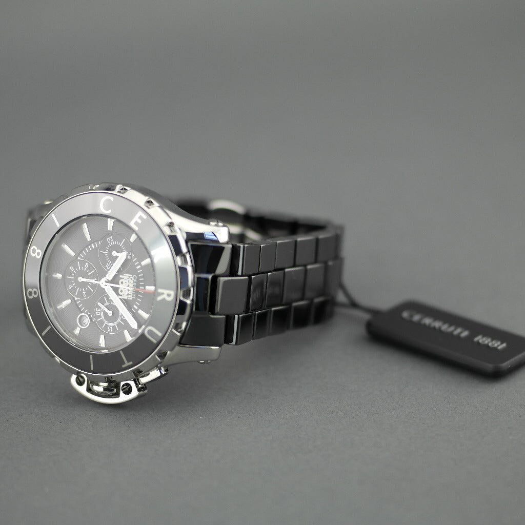 Cerruti 1881 Chronograph Armbanduhr aus schwarzer Keramik mit Armband
