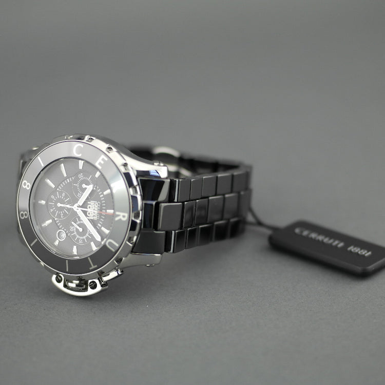 Cerruti 1881 Chronograph Black ceramic wrist watch with bracelet