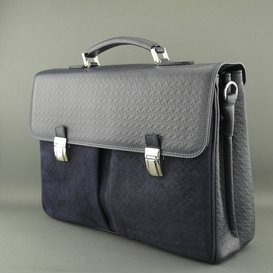 Billionaire Couture Genuine Leather Business Bag Royal Blue