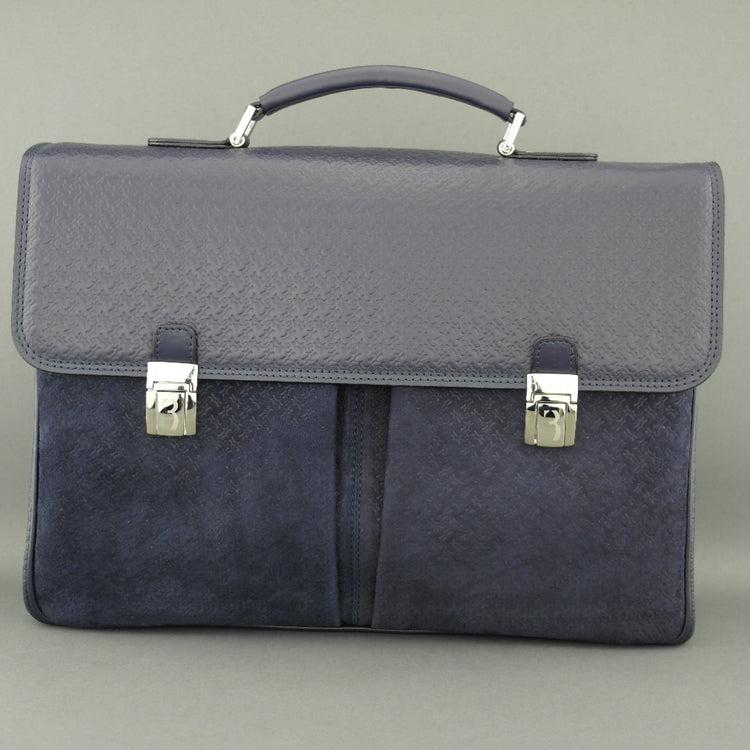 Billionaire Couture Genuine Leather Business Bag Royal Blue