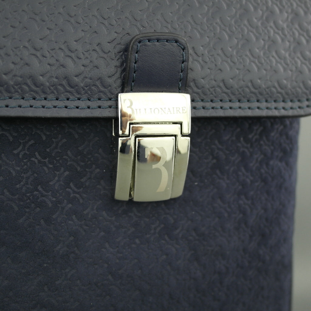 Billionaire Couture Genuine Leather Business Bag Royal Blue