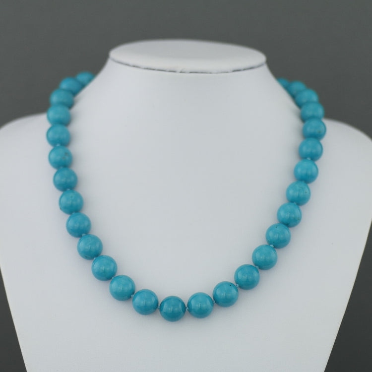 Limited Edition 436ct Turquoise beads 18" Necklace sterling silver clasp with Certificate