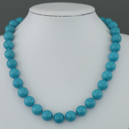 Limited Edition 436ct Turquoise beads 18" Necklace sterling silver clasp with Certificate