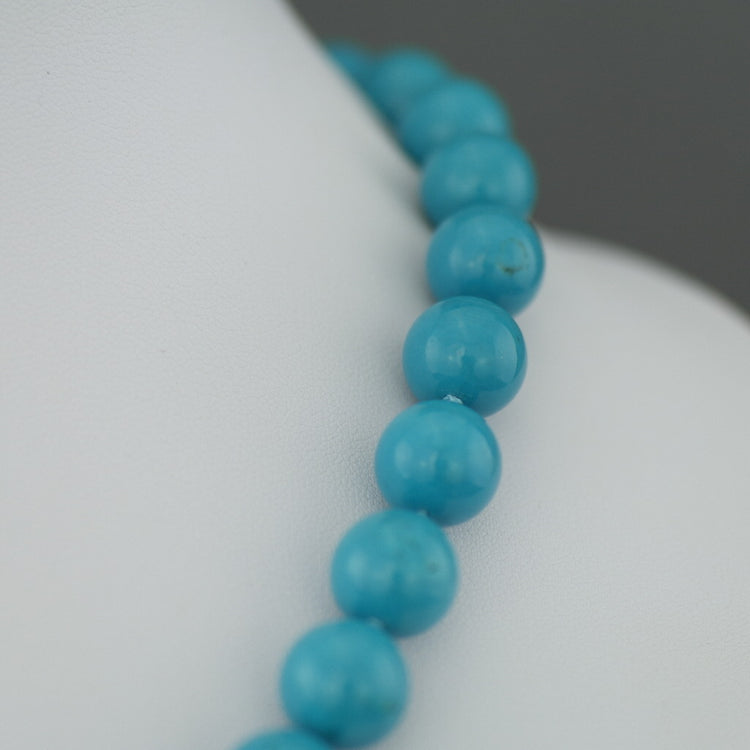 Limited Edition 436ct Turquoise beads 18" Necklace sterling silver clasp with Certificate