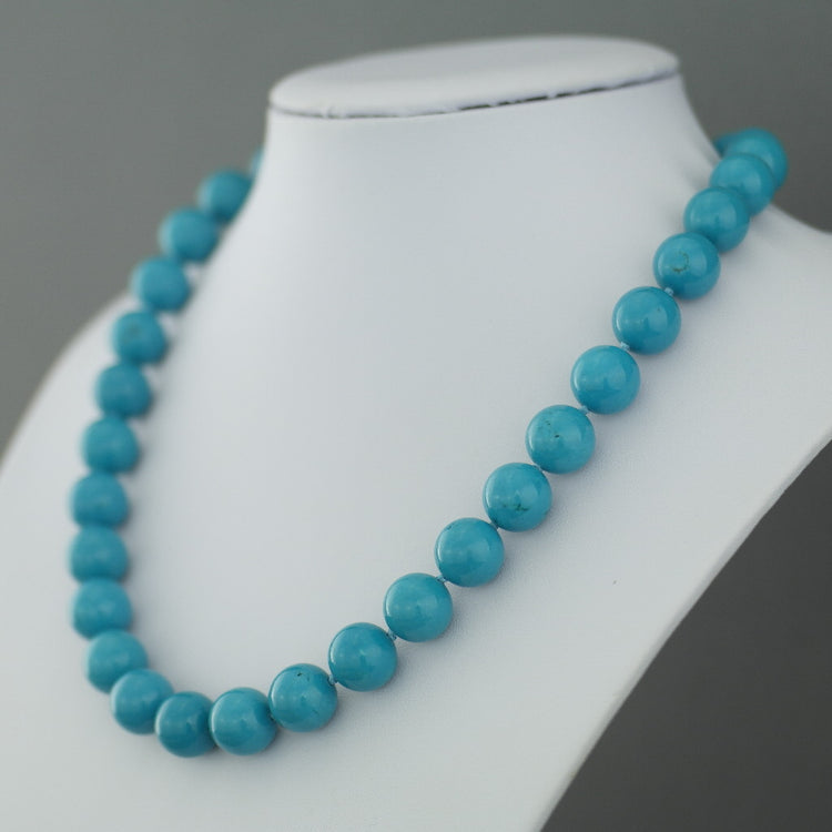 Limited Edition 436ct Turquoise beads 18" Necklace sterling silver clasp with Certificate