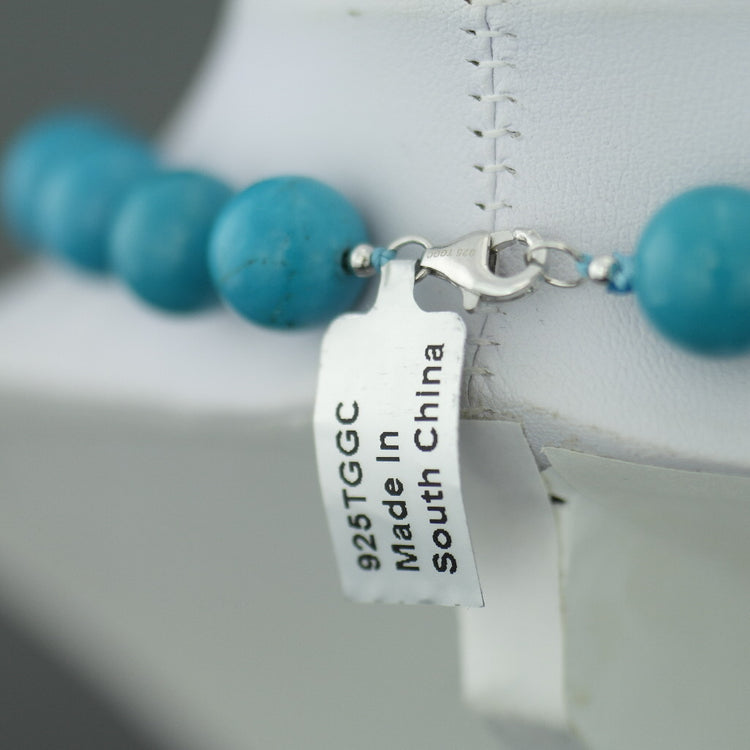Limited Edition 436ct Türkisperlen 18" Halskette aus Sterlingsilber mit Verschluss und Zertifikat 