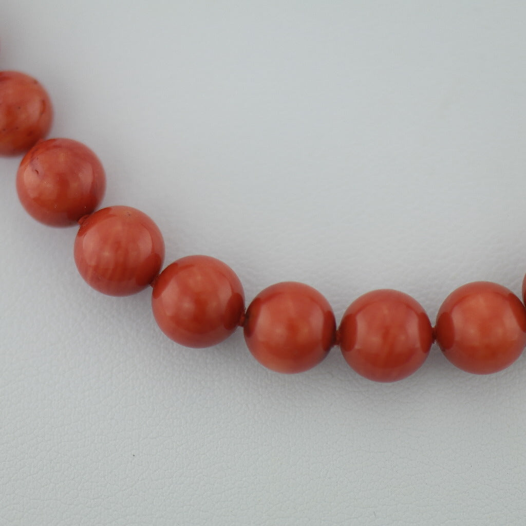 Knotted dyed red Coral beads Necklace with gold plated clasp