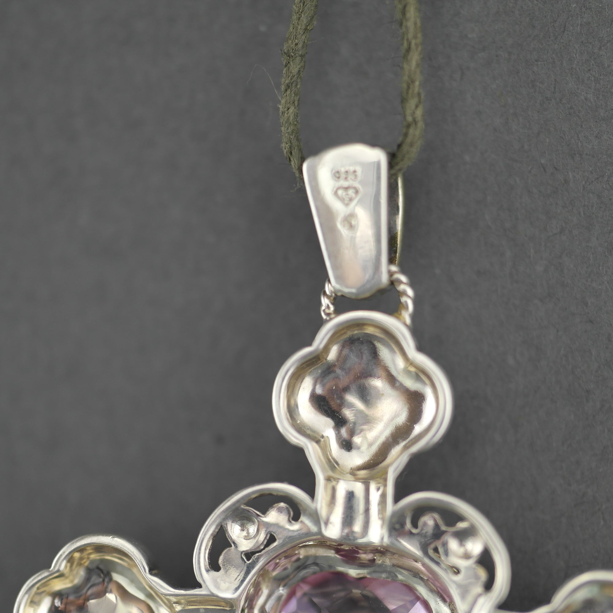 Vintage Gold plated Sterling silver cross with Topaz and Marcasite stones