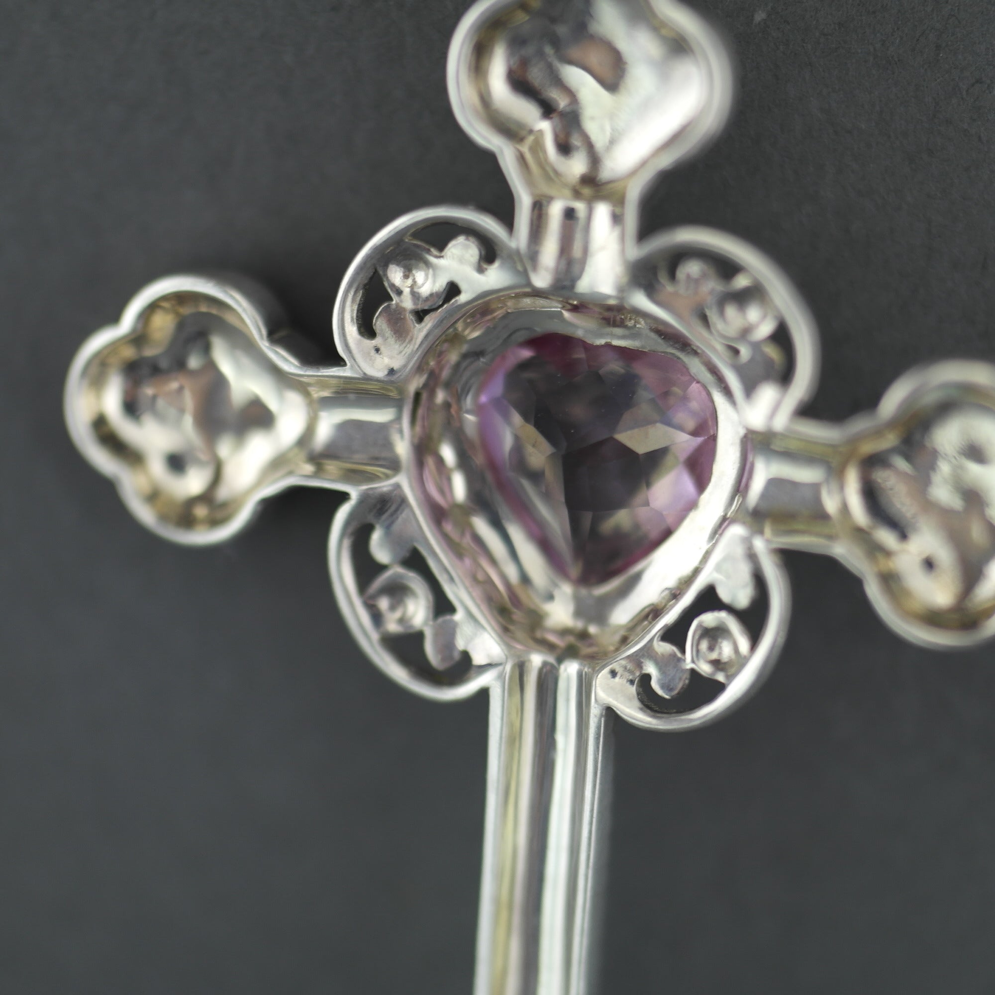 Vintage Gold plated Sterling silver cross with Topaz and Marcasite stones