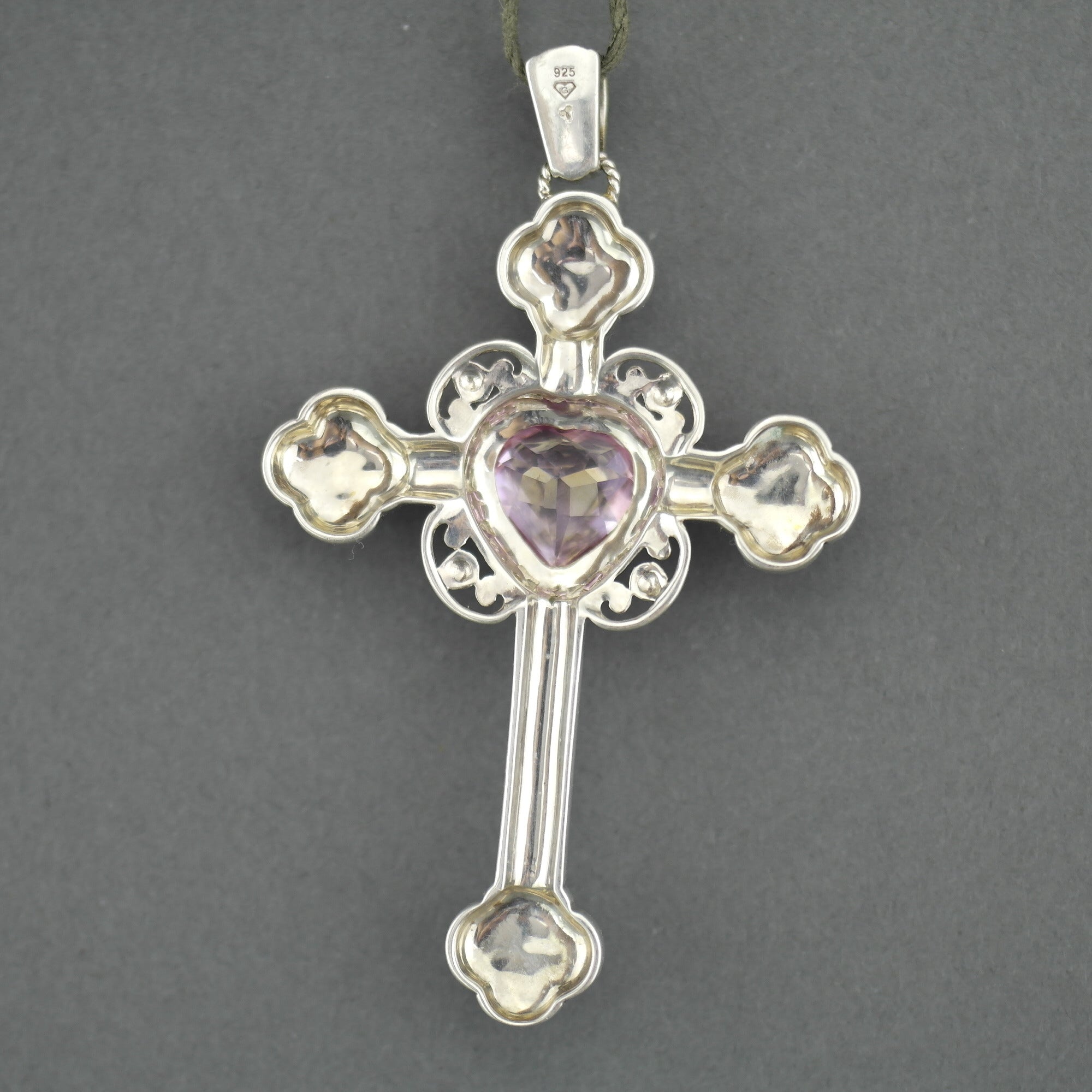 Vintage Gold plated Sterling silver cross with Topaz and Marcasite stones