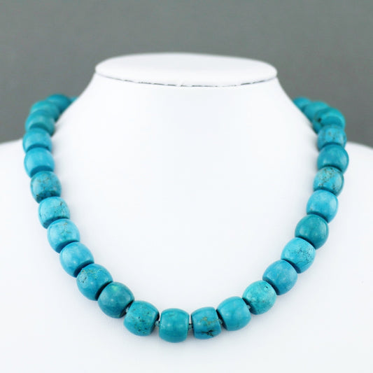 Limited Edition 550ct Turquoise beads 18" Necklace with sterling silver clasp and Certificate