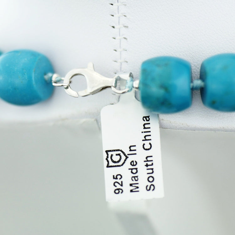 Limited Edition 550ct Turquoise beads 18" Necklace with sterling silver clasp and Certificate