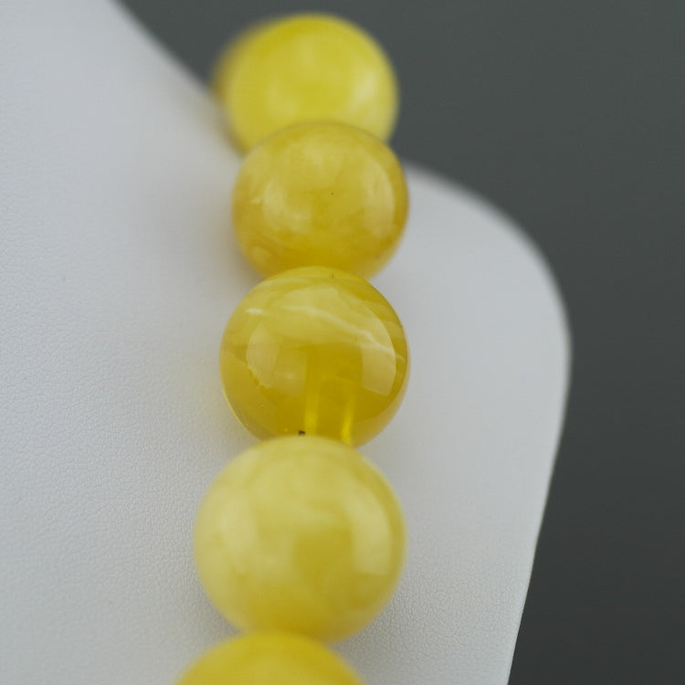 Elegant German Natural Baltic Amber beads rare necklace in cloudy egg yolk and white colour