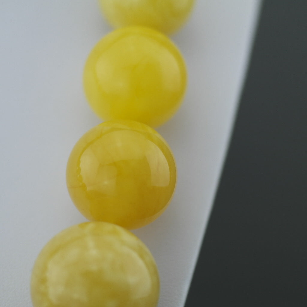 Elegant German Natural Baltic Amber beads rare necklace in cloudy egg yolk and white colour
