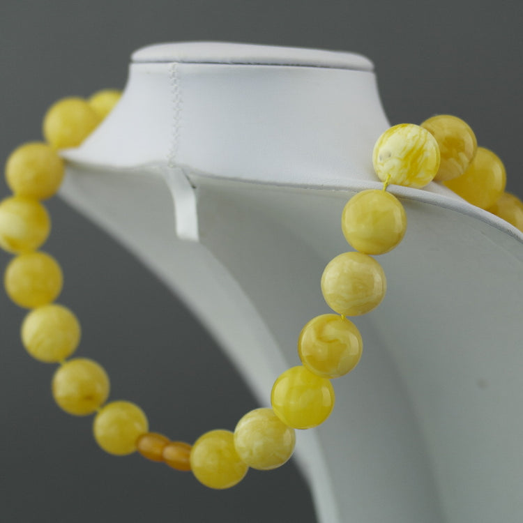 Elegant German Natural Baltic Amber beads rare necklace in cloudy egg yolk and white colour