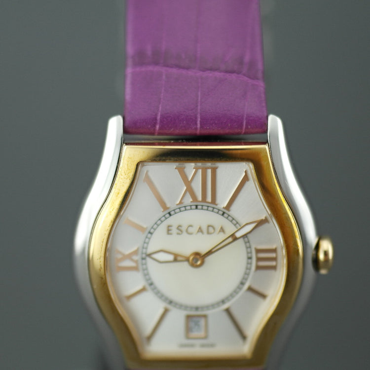 Escada Grace two-tone Swiss watch Croc-embossed purple strap